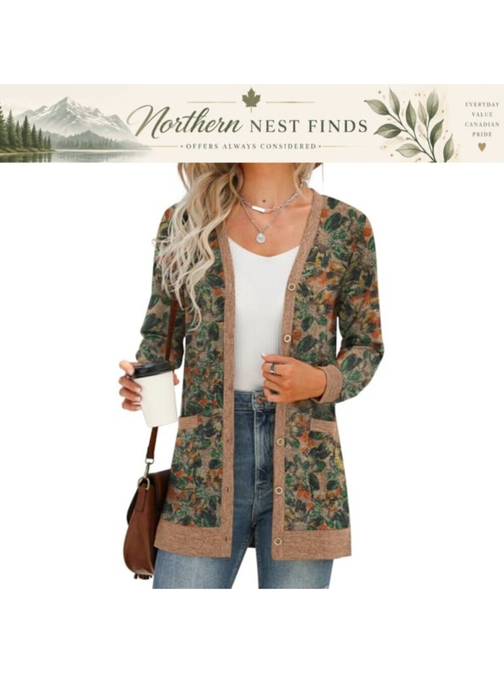 Open Front Ribbed Knit Cardigan Button Down Lightweight Sweater with Pockets